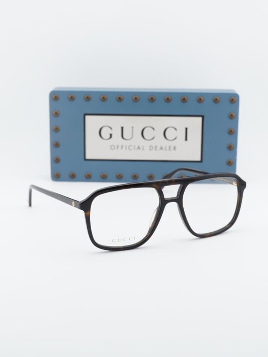 Gucci GG1078O 003 Square Eyeglasses – Havana 56mm main image 4